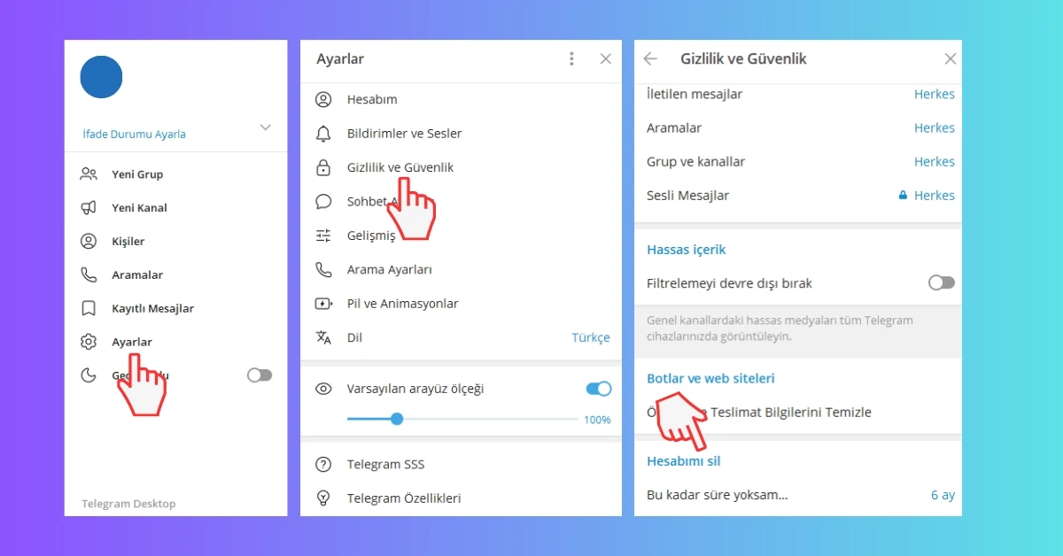 Bilgisayardan Telegram Hesap Silme