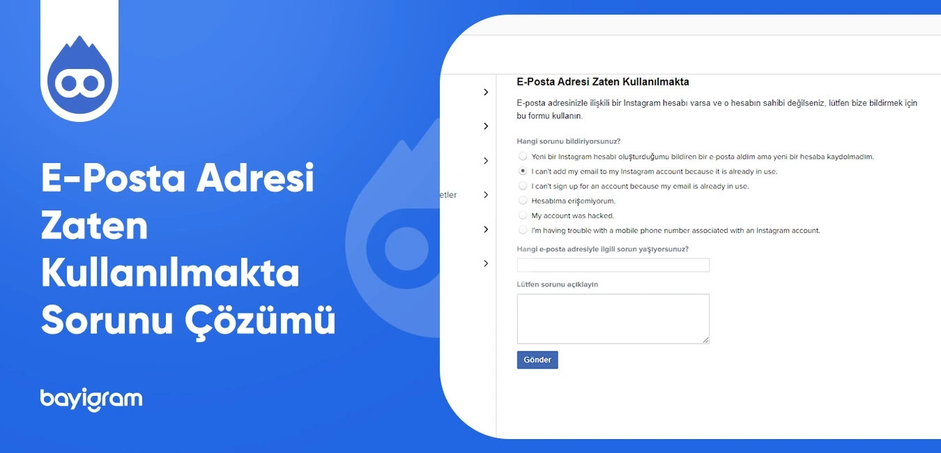 E-Posta Adresi Zaten Kullanılmakta Sorunu Çözümü