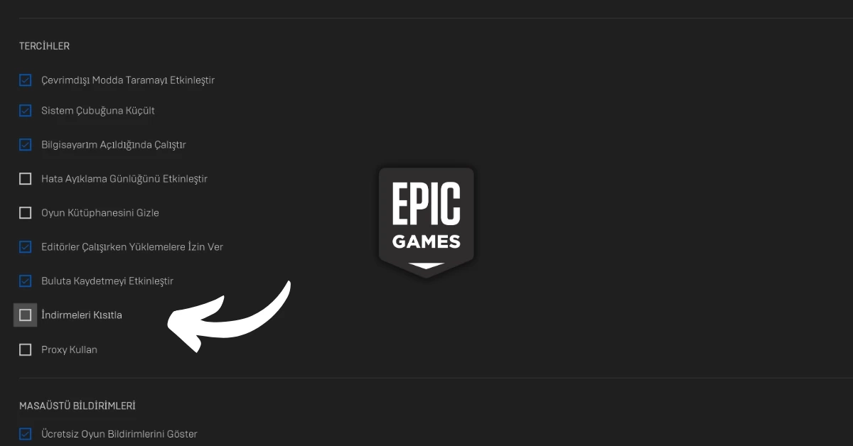 Epic Games İndirme Hızı Sınırlama