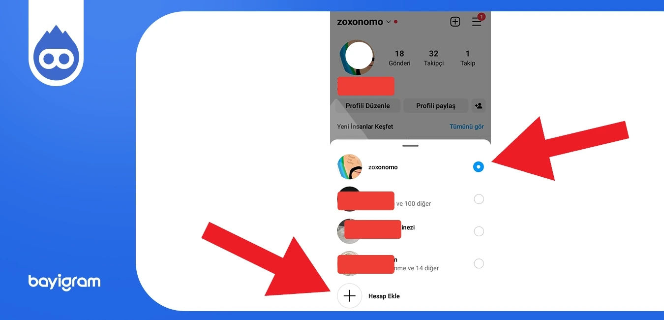 Instagram Çoklu Hesap Girişi Hesap Ekle