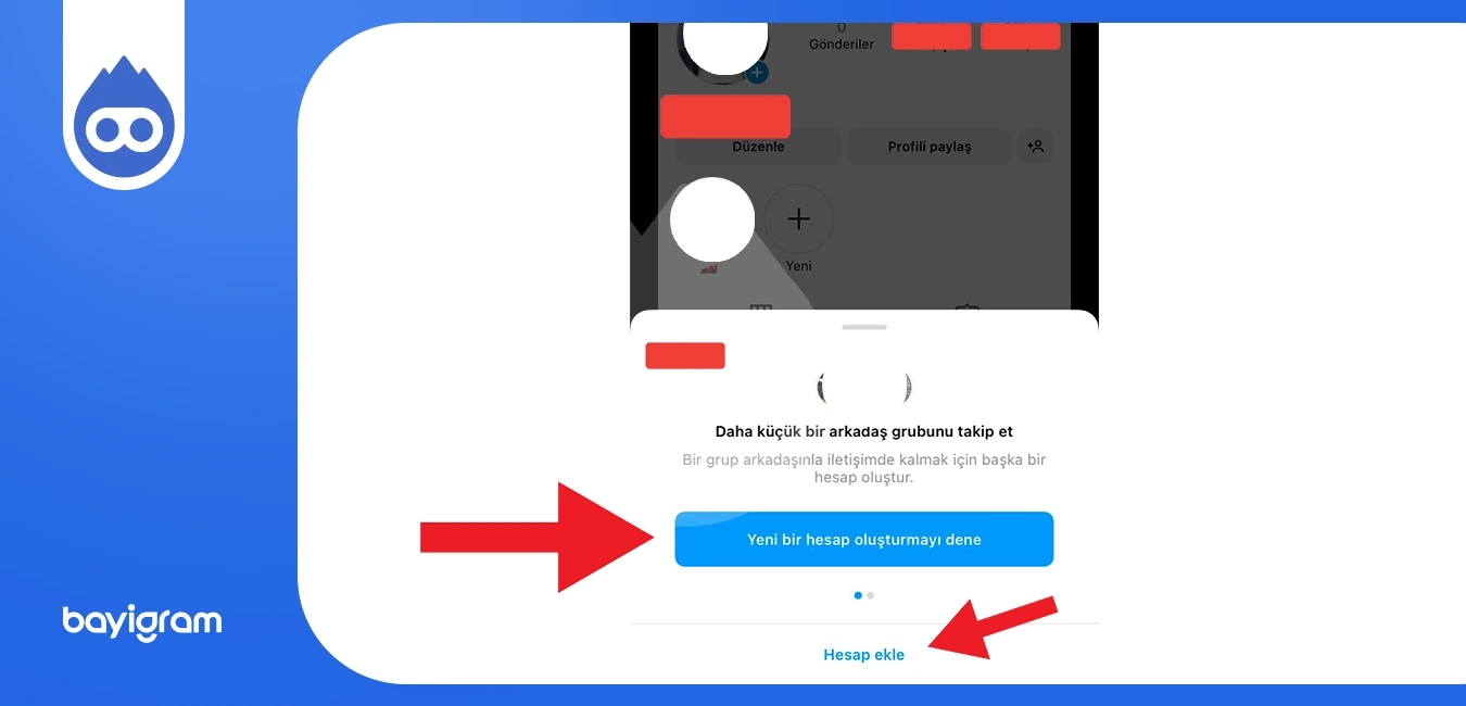 Instagram Çoklu Hesap yeni bir hesap