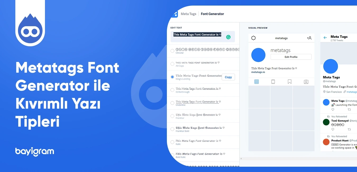 Metatags Font Generator ile Kıvrımlı Yazı Tipleri Nasıl Yapılır