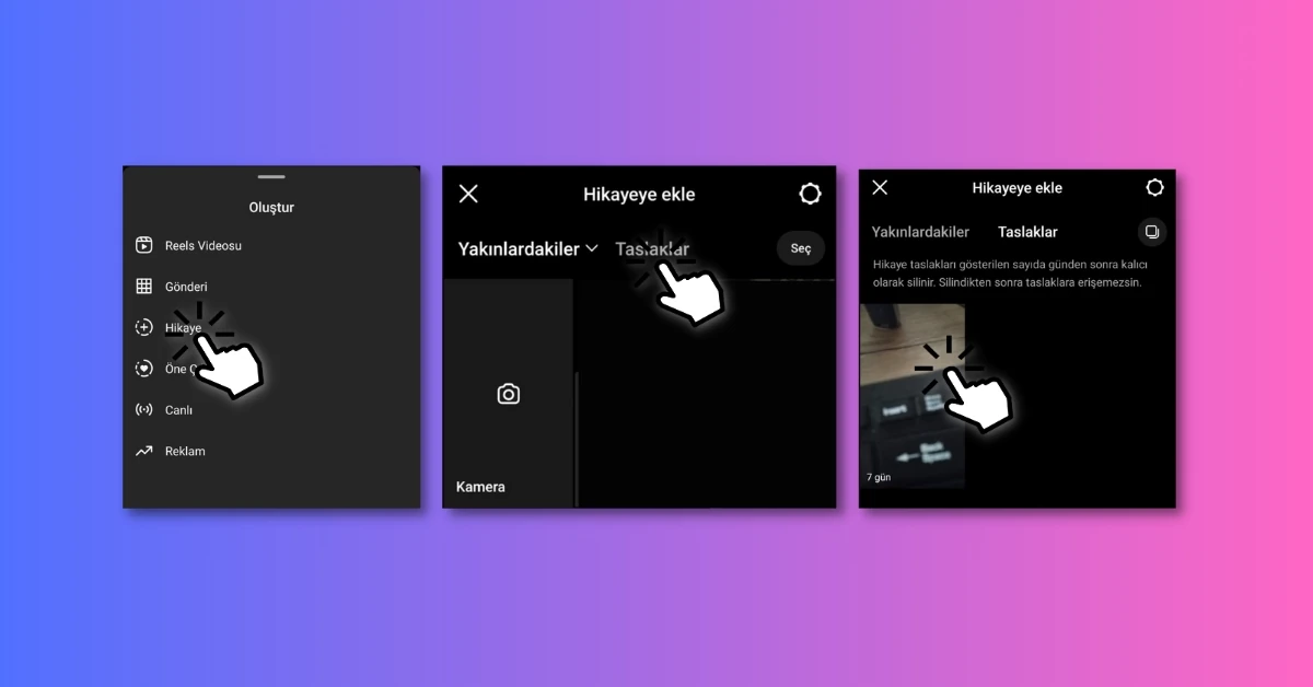 Reels Ve Hikaye Taslak Silme Veya Görme
