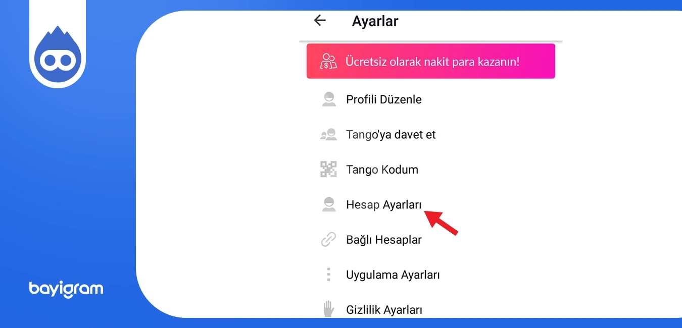 Tango Hesabı Silme 4