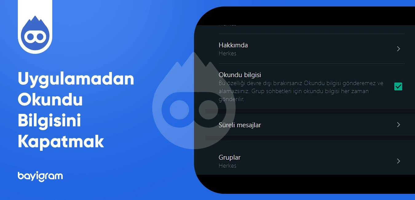 Uygulamadan Okundu Bilgisini Kapatmak