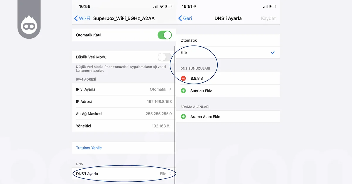 iPhone DNS Değiştirme Ayarları