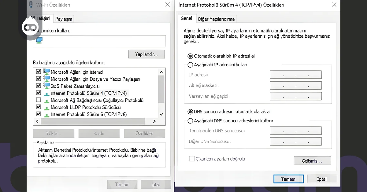 Windows DNS Değiştirme Ayarları