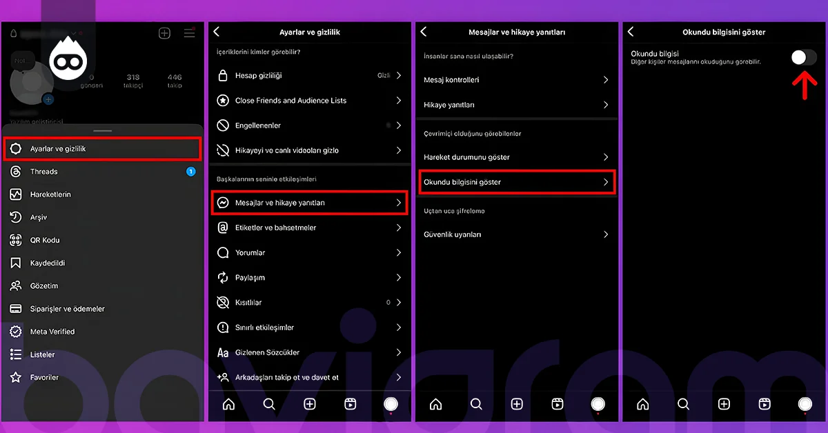 Instagram Görüldü Bilgisi Kapatma Adımları