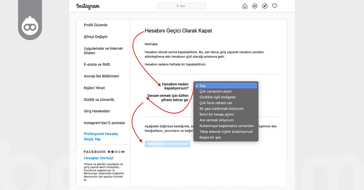 Instagram Hesabı Geçici Olarak Nasıl Dondurulur
