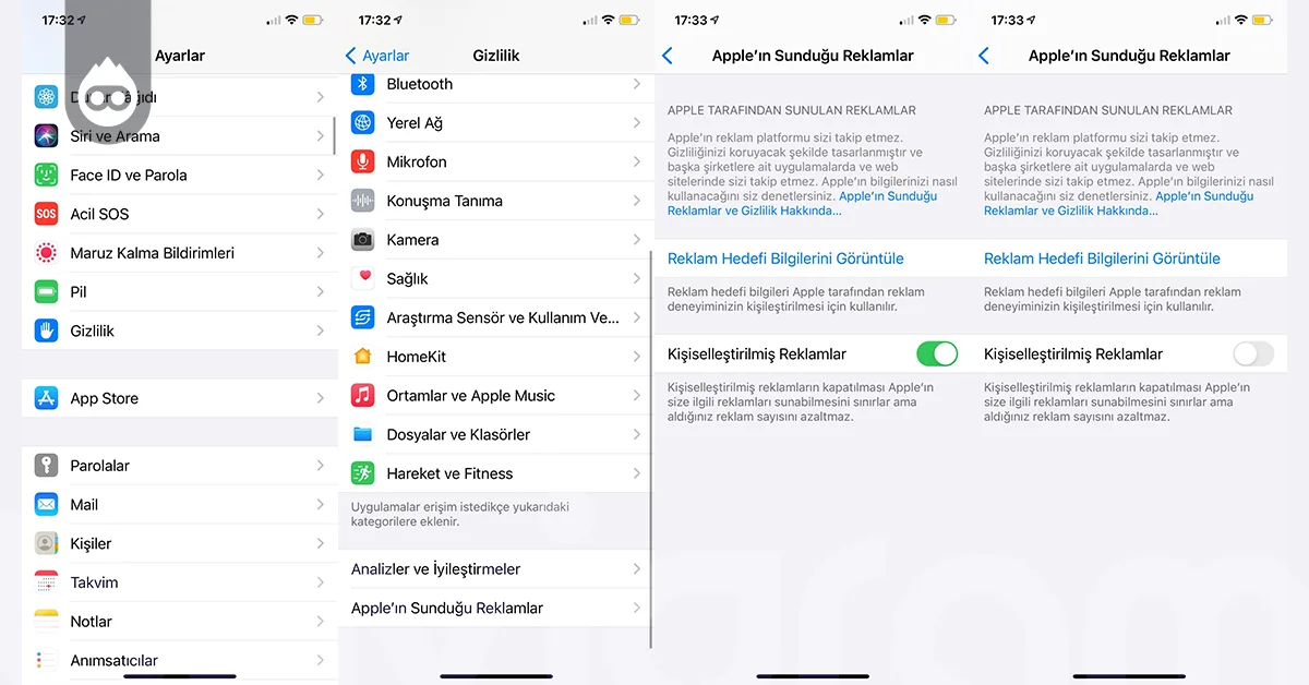 iPhone Kişiselleştirilmiş Reklamları Engelleme
