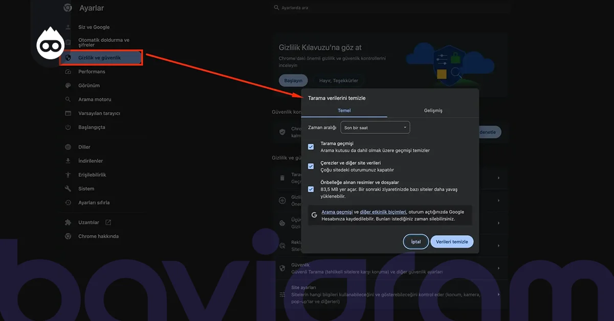 Tarayıcı Önbelleğini ve Çerezleri Temizleyin